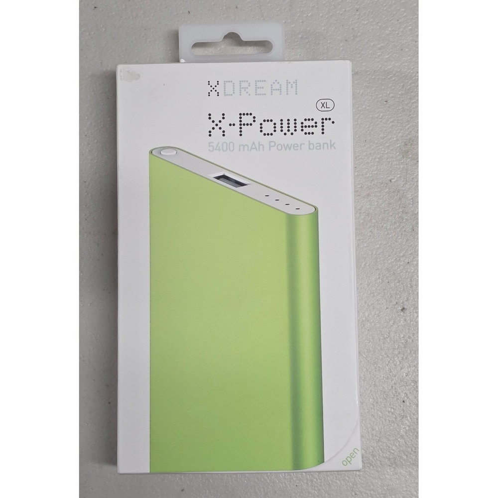 XDREAM X-Power XL 5400 mAh Portable Power Bank Slim External Battery Lime Green